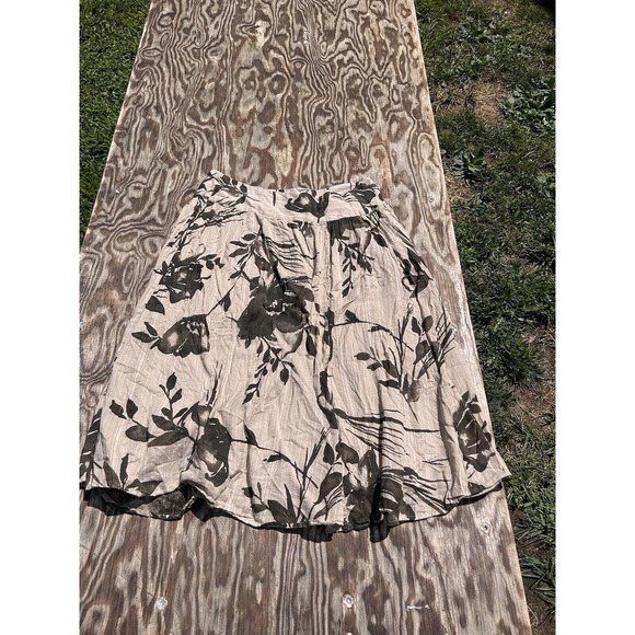 Grace Elements Skirt Cotton Size‎ 10 Floral Tan Brown Gold Floral Spring Zipper - Picture 1 of 8
